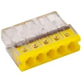 Клемма строительно-монтажная IEK СМК 772 450 В, 24 А, зажимов - 5 шт., количество - 1 шт., цвет - желтый Клемма строительно-монтажная IEK СМК 772 450 В, 24 А, зажимов - 5 шт., количество - 1 шт., цвет - желтый