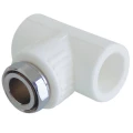 Тройник PP-R KALDE Дн20х1/2″ Ру25 полипропиленовый, комбинированный с накидной гайкой белый