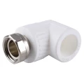 Угольник PP-R Kalde Дн20х1/2″ Ру25 полипропиленовый, комбинированный сварка/накидная гайка, белый