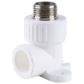 Угольник PP-R Kalde Дн20х1/2″ Ру25 полипропиленовый, с креплением Q наружная резьба/сварка, белый