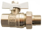 Кран шаровой STI 1 1/4″ Ду32 Ру25 полнопроходной, латунь, уплотнение - фторопласт, внутренняя резьба / американка, ручка-бабочка