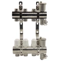 Коллекторная группа KROMWELL EU.ST6079 1″x3/4″x3 Ду25х20 Ру10 с термостатическими вставками, запорными клапанами, воздухоотводчиками и дренажем EUROS