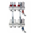 Коллекторная группа KROMWELL EU.ST6081 1″, 3 выхода 3/4″ ″евроконус″ Ду25х20 Ру10 с термостатическими клапанами и расходомерами