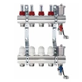 Коллекторная группа KROMWELL EU.ST6081 1″, 4 выхода 3/4″ ″евроконус″ Ду25х20 Ру10 с термостатическими клапанами и расходомерами