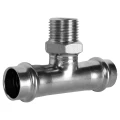 Тройник Kromwell KW.SP933 Дн15х1/2″х15 Ру16 с наружной резьбой, корпус - нержавеющая сталь AISI304, присоединение -  пресс/наружная резьба