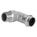 Угольник двухраструбный Kromwell KW.SP953 Дн15х1/2″ Ру16 угол 90° с переходом на наружную резьбу, корпус - нержавеющая сталь AISI304, присоединение - пресс/наружная резьба