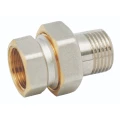 Сгон латунный Kromwell Ду15x1/2″ Ру25 прямой с накидной гайкой внутренняя/наружная резьба