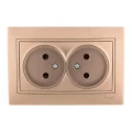 Розетка LEZARD Mira 2-местная скрытой установки без заземления, номинальный ток - 16 А, степень защиты IP20, цвет - коричневый перламутр