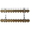 Коллектор LUXOR CD 468/12 G1″ х G3/4″ EK Ду25 Ру10 распределительный в сборе, корпус - латунь, 12 отводов