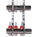 Коллектор LUXOR CD 477/3 G1″ х G3/4″ Ду25 Ру10 распределительный в сборе с расходомерами, корпус - никелированная латунь, 3 отвода