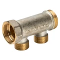 Коллектор LUXOR CP 402 G1″ x (W24x19) Ду25 Ру10 распределительный, корпус - латунь, 2 выхода