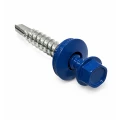 Саморез Китай 4.8х70 RAL5005 (1500шт) кровельный (по дереву), головка - шестигранная, диаметр - 4.8мм, длина - 70мм, материал - углеродистая сталь, наконечник - сверло, покрытие - порошковая окраска, цвет - сигнальный синий, упаковка - 1500шт