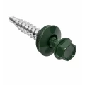 Саморез Китай 4.8х70 RAL6005 (1500шт) кровельный (по дереву), головка - шестигранная, диаметр - 4.8мм, длина - 70мм, материал - углеродистая сталь, наконечник - сверло, покрытие - порошковая окраска, цвет - зеленый мох, упаковка - 1500шт