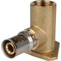 Уголок соединительный STOUT SFP-0012 16x1/2″ Ру16 пресс с креплением (водорозетка), латунный, для металлопластиковых труб