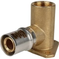 Уголок соединительный STOUT SFP-0012 20x1/2″ Ру16 пресс с креплением (водорозетка), латунный, для металлопластиковых труб