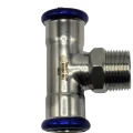 Тройник MVI SS.642 Ду22x1/2″ Ру16 переходной, корпус - нержавеющая сталь, присоединение - пресс/наружная резьба