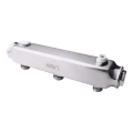 Коллекторная балка MVI ML.4 Ду25 Ру16 2 выхода - наружная резьба 1/2″, присоединение - внутренняя/наружная резьба 1″x1/2″, межосевое расстояние - 100 мм, корпус - нержавеющая сталь