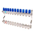 Коллекторная группа MVI MS.4 1″ Ду25 Ру10 с ручными регулировочными клапанами, 11 выходов - наружная резьба 3/4″ под евроконус, межосевое расстояние – 50 мм, корпус - нержавеющая сталь