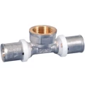 Тройник прессовой MVI PF.542 Дн16х1/2″ Ру10 ВР, латунный, никелированный