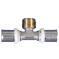 Тройник прессовой MVI PF.543 Дн16x1/2″ Ру10 НР, латунный, никелированный