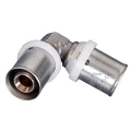 Угольник металлопластиковый MVI PF.530.04 Дн16 Ру10, угол - 90°, соединение - прессовое, материал - латунь никелированная
