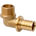 Угольник для труб из сшитого полиэтилена MVI SF.632.0404 Дн16х1/2″ Ру16, присоединение - аксиальное / наружная резьба, материал корпуса – латунь