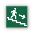 Знак НПО ПУЛЬС E13 «Направление к эвакуационному выходу по лестнице вниз (направо)» на самоклеящейся не светящейся пленке на пластиковой основе, 200х200мм