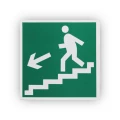 Знак НПО ПУЛЬС E14 «Направление к эвакуационному выходу по лестнице вниз (налево)» на самоклеящейся не светящейся пленке на пластиковой основе, 200х200мм