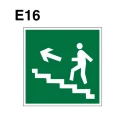 Знак НПО ПУЛЬС E16 «Направление к эвакуационному выходу по лестнице вверх (налево)» на самоклеящейся не светящейся пленке, 200х200мм
