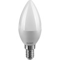 Лампа светодиодная ОНЛАЙТ OLL-C37 матовая, мощность - 6 Вт, цоколь - E14, световой поток - 450 лм, цветовая температура - 2700 K, форма - свеча