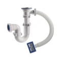 Сифон для кухонной мойки трубный Орио S-4104 1 1/2″х40 с гибким переливом, с нержавеющей решеткой