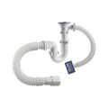 Сифон для кухонной мойки трубный Орио S-41049 1 1/2″х40 с гибким переливом, с гофрой 40Х40/50, с нержавеющей решеткой Сифон для кухонной мойки трубный Орио S-41049 1 1/2″х40 с гибким переливом, с гофрой 40Х40/50, с нержавеющей решеткой