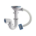 Сифон для кухонной мойки трубный Орио S-4107 3 1/2″х40 с гибким переливом, с нержавеющей решеткой