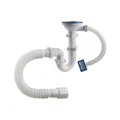 Сифон для кухонной мойки трубный Орио S-41079 3 1/2″х40 с гибким переливом, с гофрой 40Х40/50, с нержавеющей решеткой