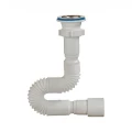 Сифон для умывальника Орио А-3017 1 1/2″x40/50 гофрированный, длина 360-850 мм, выпуск с нержавеющей решеткой диаметром 70 мм, цвет - белый Сифон для умывальника Орио А-3017 1 1/2″x40/50 гофрированный, длина 360-850 мм, выпуск с нержавеющей решеткой диаметром 70 мм, цвет - белый