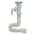 Сифон для умывальника Орио А-70175 1 1/2″x40/50 гофрированный, длина 850 мм, с отводом (штуцером), выпуск с пластиковой решеткой диаметром 70 мм, цвет - белый Сифон для умывальника Орио А-70175 1 1/2″x40/50 гофрированный, длина 850 мм, с отводом (штуцером), выпуск с пластиковой решеткой диаметром 70 мм, цвет - белый
