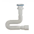 Сифон для умывальника Орио А-7017 1 1/2″x40/50 гофрированный, длина 360-850 мм, выпуск с пластиковой решеткой диаметром 70 мм, цвет - белый Сифон для умывальника Орио А-7017 1 1/2″x40/50 гофрированный, длина 360-850 мм, выпуск с пластиковой решеткой диаметром 70 мм, цвет - белый