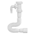 Сифон для умывальника Орио АС-10135 1 1/2″x40/50 гофрированный, с отводом (штуцером), без выпуска, цвет - белый