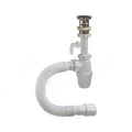 Сифон для умывальника Орио А-32035 1 1/4″x40 бутылочный, с гофрой 40х40/50 мм с отводом (штуцером), выпуском со сливным клапаном с системой закрытия ″клик-клак″, пробкой диаметром 66 мм