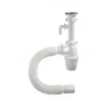 Сифон для умывальника Орио А-32078 1 1/4″x40 бутылочный, с гофрой 40х40 мм с отводом (штуцером), с удлиненным патрубком, выпуском с нержавеющей решеткой диаметром 63 мм