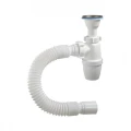 Сифон для умывальника Орио А-32088 1 1/4″x40 бутылочный, с гофрой 40х40 мм, литой выпуск, с нержавеющей решеткой диаметром 63 мм, цвет - белый Сифон для умывальника Орио А-32088 1 1/4″x40 бутылочный, с гофрой 40х40 мм, литой выпуск, с нержавеющей решеткой диаметром 63 мм, цвет - белый