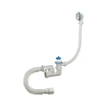 Сифон для ванны регулируемый Орио А-60089 1 1/2″x40  с пробкой, с гофрой 40х40/50, с пластиковой решеткой