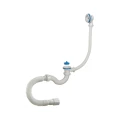 Сифон для ванны трубный  Орио А-70089 1 1/2″x40  с пробкой с гофрой 40х40/50, с пластиковой решеткой