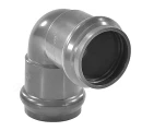 Отвод НПВХ AQUAVIVA Дн225 угол 90 градусов Ру10 SDR26 двухраструбные, напорный, серый
