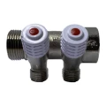 Коллектор Пензапромарматура 3/4″ Ду20 Ру10 2 отвода 1/2″ Ду15 ВР/НР, с регулирующими клапанами