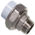 Муфта разъемная Политэк Дн20x1/2″ Ру25 под приварку/наружная резьба, белая, корпус - полипропилен