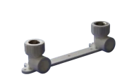 Угольник Политэк Дн20x1/2″ Ру25 настенный комплект, двойной, под приварку/внутренняя резьба, корпус - полипропилен, цвет - белый