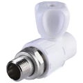 Кран шаровой для радиатора Политэк 991001 20х1/2″ Дн20x15 Ру25 прямой стандартнопроходной, PP-R, под приварку/наружная резьба, управление кран-букса