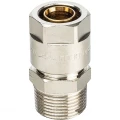 Муфта Prandelli Multyrama CM1 Ду20x2x3/4″ Ру10 для металлопластиковых труб присоединение – компрессионное/наружная резьба, корпус – латунь, покрытие – никель Муфта Prandelli Multyrama CM1 Ду20x2x3/4″ Ру10 для металлопластиковых труб присоединение – компрессионное/наружная резьба, корпус – латунь, покрытие – никель