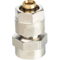 Муфта Prandelli Multyrama CM2 Ду16x2x1/2″ Ру10 для металлопластиковых труб присоединение – компрессионное/внутренняя резьба, корпус – латунь, покрытие – никель
